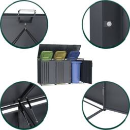 Phoenix Safe Company Phoenix Outdoor Triple Wheelie Bin Store for 3 x 240L Bins, Soft Close Metal Storage, Anthracite GB3300AA - Size: 800mm - thumbnail 2
