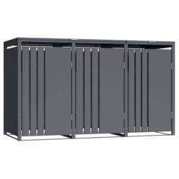 Phoenix Safe Company Phoenix Outdoor Triple Wheelie Bin Store for 3 x 240L Bins, Soft Close Metal Storage, Anthracite GB3300AA - Size: 800mm - thumbnail 9