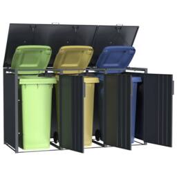 Phoenix Safe Company Phoenix Outdoor Triple Wheelie Bin Store for 3 x 240L Bins, Soft Close Metal Storage, Anthracite GB3300AA - Size: 800mm - thumbnail 6