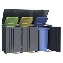 Phoenix Safe Company Phoenix Outdoor Triple Wheelie Bin Store for 3 x 240L Bins, Soft Close Metal Storage, Anthracite GB3300AA - Size: 800mm - thumbnail 5