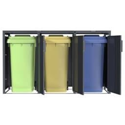 Phoenix Safe Company Phoenix Outdoor Triple Wheelie Bin Store for 3 x 240L Bins, Soft Close Metal Storage, Anthracite GB3300AA - Size: 800mm - thumbnail 7