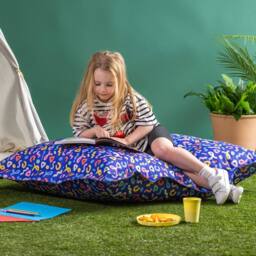 icon Kids Giant Bean Bag Floor Cushion Checkfetti Print Multi Coloured in Blue - thumbnail 2