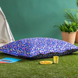 icon Kids Giant Bean Bag Floor Cushion Checkfetti Print Multi Coloured in Blue - thumbnail 1