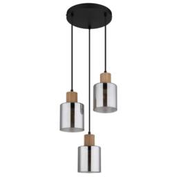 Netlighting Aleidis Cluster Pendant Matt Black Smoke Glass Shade 3x E27 - thumbnail 2