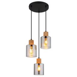 Netlighting Aleidis Cluster Pendant Matt Black Smoke Glass Shade 3x E27