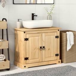 Berkfield Home Beautiful Bathroom Sink Cabinet Corona 73x33x60 cm Solid Wood Pine in Tan - Size: 73 x 33 x 60 cm