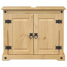Berkfield Home Beautiful Bathroom Sink Cabinet Corona 73x33x60 cm Solid Wood Pine in Tan - Size: 73 x 33 x 60 cm - thumbnail 4