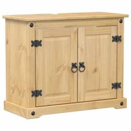 Berkfield Home Beautiful Bathroom Sink Cabinet Corona 73x33x60 cm Solid Wood Pine in Tan - Size: 73 x 33 x 60 cm - thumbnail 3