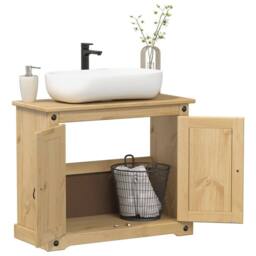 Berkfield Home Beautiful Bathroom Sink Cabinet Corona 73x33x60 cm Solid Wood Pine in Tan - Size: 73 x 33 x 60 cm - thumbnail 2