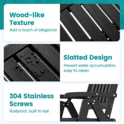 Gymax Folding Patio Chair All-Weather HDPE Outdoor Dining Chair With Armrest in Black - thumbnail 4