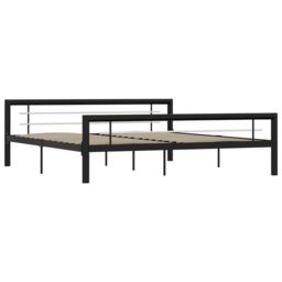 Berkfield Home Bed Frame Black & White Metal 180x200 cm Super King - thumbnail 2