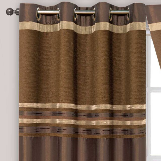 Intimates Renatta Ready Made Eyelet Curtains in Chocolate - Size: 168 cm width x 183 cm drop