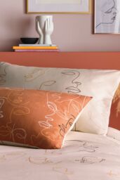 Furn Kind Abstract Faces Reversible Duvet Cover Set in Pale Orange - Size: Double - thumbnail 3