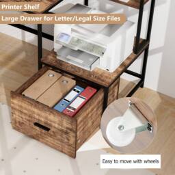 Costway 170CM Computer Desk w/Monitor Stand & File Drawer Writing Desk in Brown - thumbnail 4
