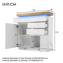 Fascinate High-Gloss White App-Controlled RGB LED Chest of Drawers & Sideboard - thumbnail 2