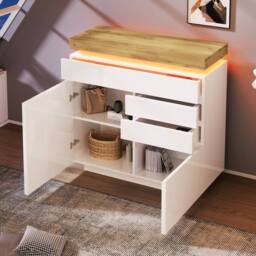 Fascinate High-Gloss White App-Controlled RGB LED Chest of Drawers & Sideboard - thumbnail 9