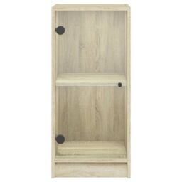 Berkfield Home Side Cabinet with Glass Doors Sonoma Oak 35x37x75.5 cm in Brown - thumbnail 6