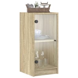 Berkfield Home Side Cabinet with Glass Doors Sonoma Oak 35x37x75.5 cm in Brown - thumbnail 4