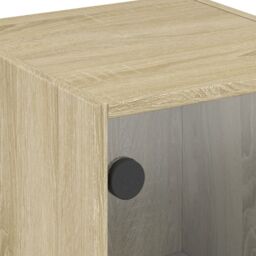 Berkfield Home Side Cabinet with Glass Doors Sonoma Oak 35x37x75.5 cm in Brown - thumbnail 9