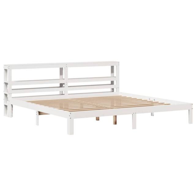 Berkfield Home Beautiful Bed Frame with Headboard without Mattress White 180x200 - Size: Super King - image 1