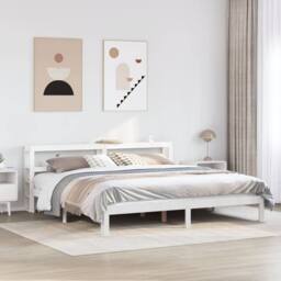 Berkfield Home Beautiful Bed Frame with Headboard without Mattress White 180x200 - Size: Super King - thumbnail 2