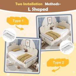 ModernLuxe Upholstered Daybed with Hydraulic Storage, Single Sofa Bed in Beige - thumbnail 6