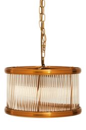 Orsina 5 Bulb Drum Pendant Light, Chrome Frame with Fluted Glass Panels, Chic Art Deco Ceiling Light Fixture in Brown - thumbnail 5