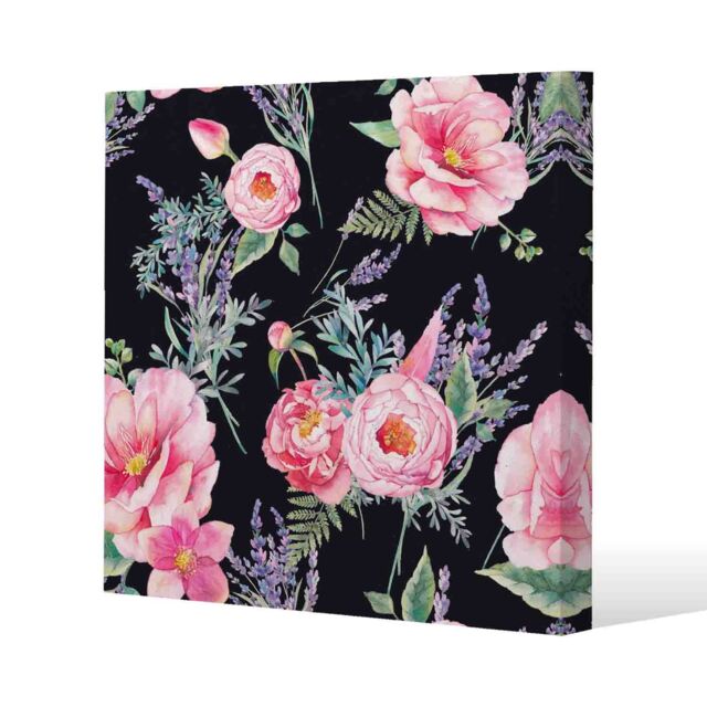 Benjamin Tate Design Watercolour Painting of Flowers (Canvas Print) / 77 x 77 x 4cm in Natural - Size: 77 x 77 x 4 cm - image 1