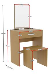 Home Discount Vida Designs Isla Dressing Table Set with Built-in Mirror & Stool in Brown - thumbnail 2
