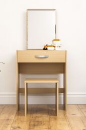 Home Discount Vida Designs Isla Dressing Table Set with Built-in Mirror & Stool in Brown - thumbnail 3