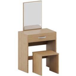 Home Discount Vida Designs Isla Dressing Table Set with Built-in Mirror & Stool in Brown - thumbnail 9