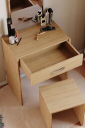 Home Discount Vida Designs Isla Dressing Table Set with Built-in Mirror & Stool in Brown - thumbnail 4