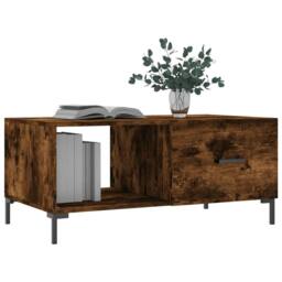 Berkfield Home Coffee Table Smoked Oak 90x50x40 cm Engineered Wood in Brown - Size: 90 x 50 x 40 cm - thumbnail 3