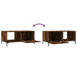 Berkfield Home Coffee Table Smoked Oak 90x50x40 cm Engineered Wood in Brown - Size: 90 x 50 x 40 cm - thumbnail 9