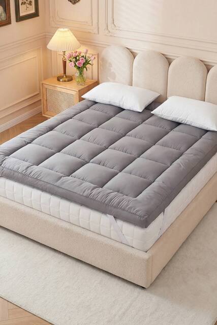 Garden Sanctuary Comfortable Quilted Mattress Topper in Grey - image 1