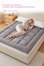 Garden Sanctuary Comfortable Quilted Mattress Topper in Grey - thumbnail 3