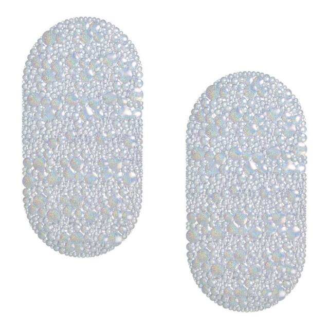 Showerdrape Hyrdro Set of 2 Anti Slip Glitter PVC Bath Mat 68cm x 38cm in Clear - Size: 68 cm x 38 cm - image 1