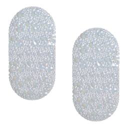 Showerdrape Hyrdro Set of 2 Anti Slip Glitter PVC Bath Mat 68cm x 38cm in Clear - Size: 68 cm x 38 cm