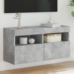 Berkfield Home TV Wall Cabinet with LED Lights Concrete Grey 80x30x40 cm - Size: 80 x 30 x 40 cm - thumbnail 1