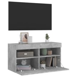 Berkfield Home TV Wall Cabinet with LED Lights Concrete Grey 80x30x40 cm - Size: 80 x 30 x 40 cm - thumbnail 7