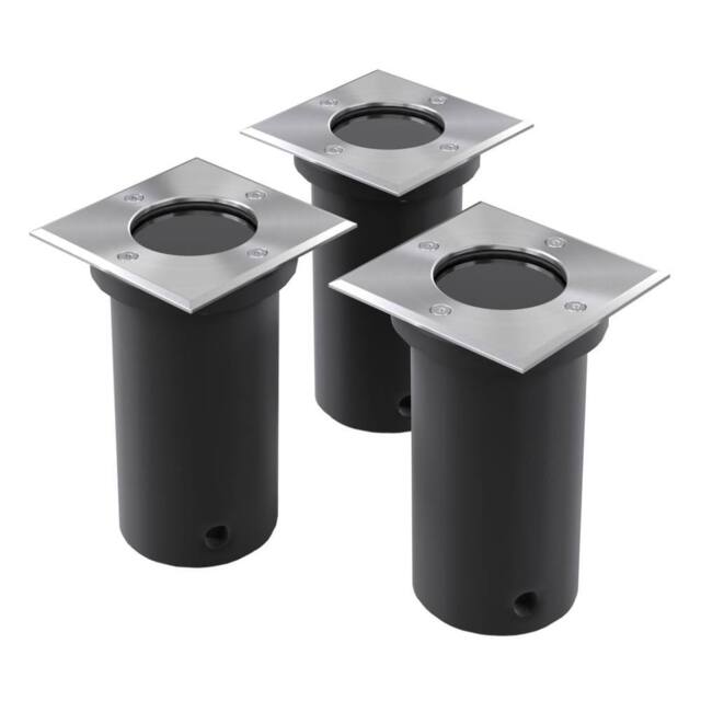 Berkfield Home Outdoor Ground Lights 3 pcs Square in Black - image 1