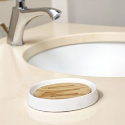 Showerdrape Sonata Black & Bamboo 3 Piece Bathroom Accessory Set in White - thumbnail 3