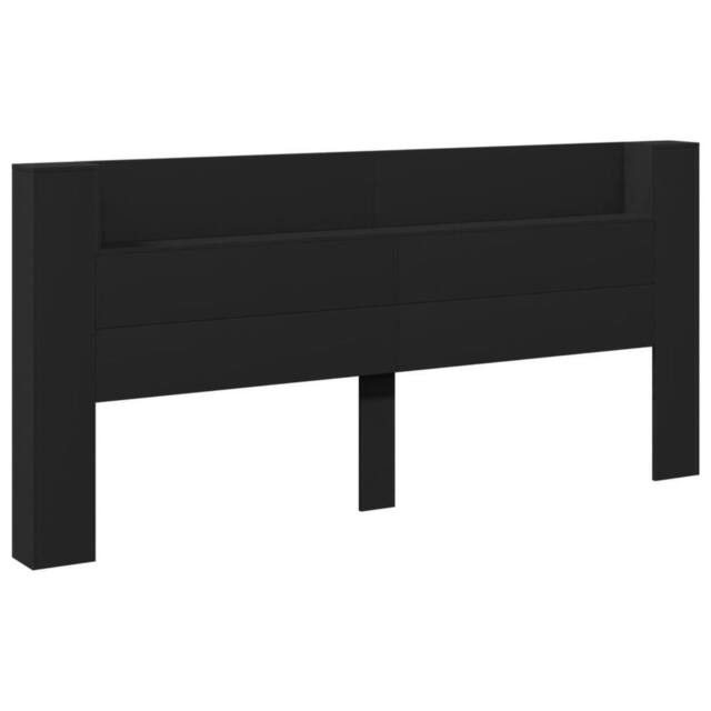 Berkfield Home Headboard Cabinet with LED Black 220x16.5x103.5 cm - image 1