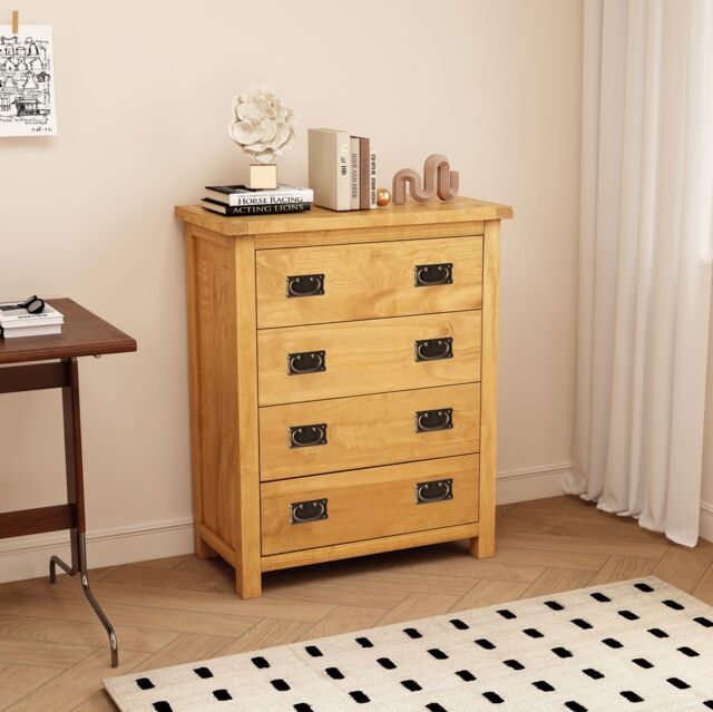 Cabinet Bits Lugo 4 Drawer Chest of Drawers Bras Drop Handle in Light Brown - image 1