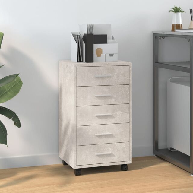 Berkfield Home Drawer Cabinet with Castors Concrete Grey Engineered Wood - image 1