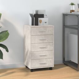Berkfield Home Drawer Cabinet with Castors Concrete Grey Engineered Wood - thumbnail 1
