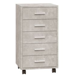 Berkfield Home Drawer Cabinet with Castors Concrete Grey Engineered Wood - thumbnail 2