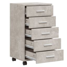 Berkfield Home Drawer Cabinet with Castors Concrete Grey Engineered Wood - thumbnail 5