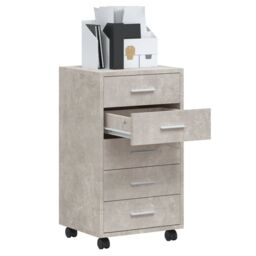 Berkfield Home Drawer Cabinet with Castors Concrete Grey Engineered Wood - thumbnail 3