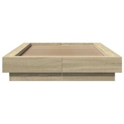 Berkfield Home Bed Frame with LED Lights without Mattress Sonoma Oak 90x200cm in Brown - Size: 90x200 cm - thumbnail 5